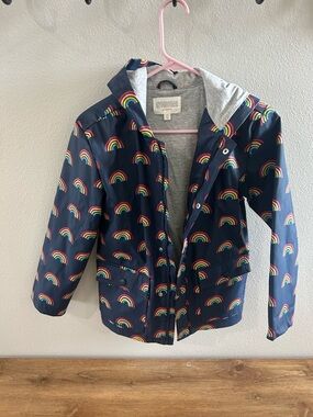 Gymboree Navy Rainbow Print Hooded Raincoat